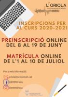 Inscripcions Oriola 2020-2021