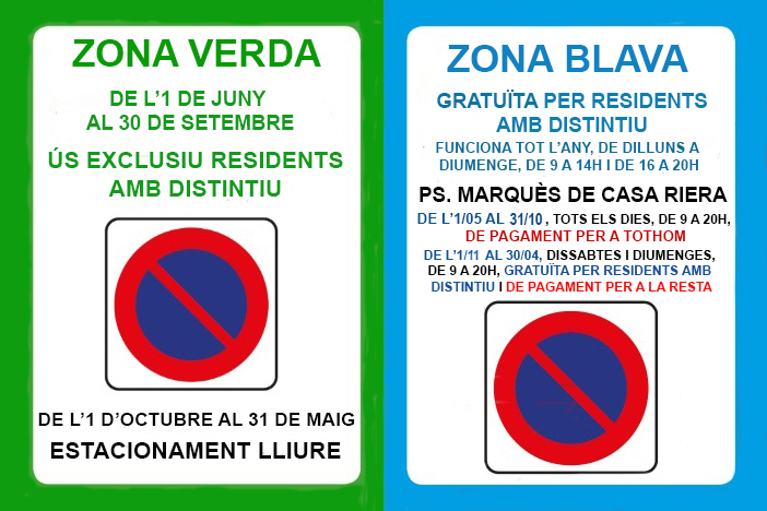 Informació zones blaves i verdes 2020 Informació zones blaves i verdes 2020