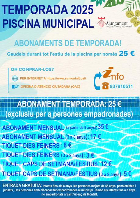 Abonaments piscina 2025
