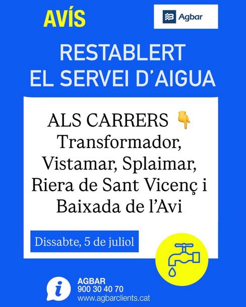 Av&iacute;s servei aigua