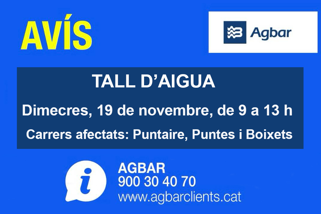 Tall aigua 19/11/2025