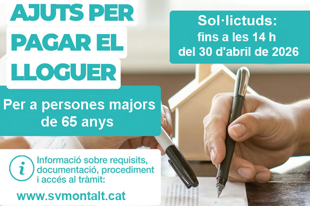 Ajuts lloguer 2026 + 65 anys
