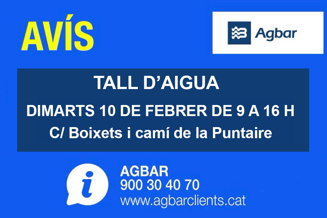 Tall aigua 10-02-2026